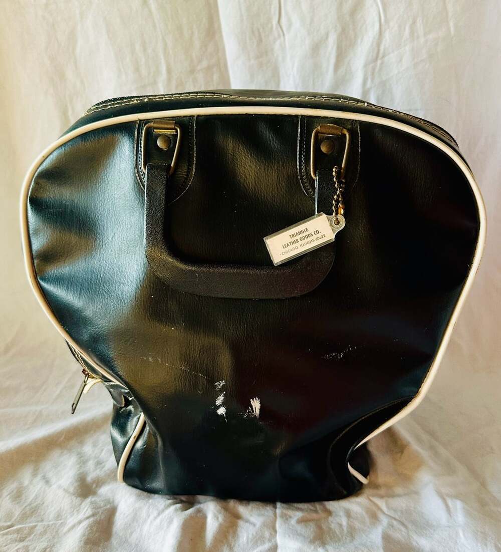 Vintage Triangle Leather Goods Co. Black Vinyl Bowling Ball Bag